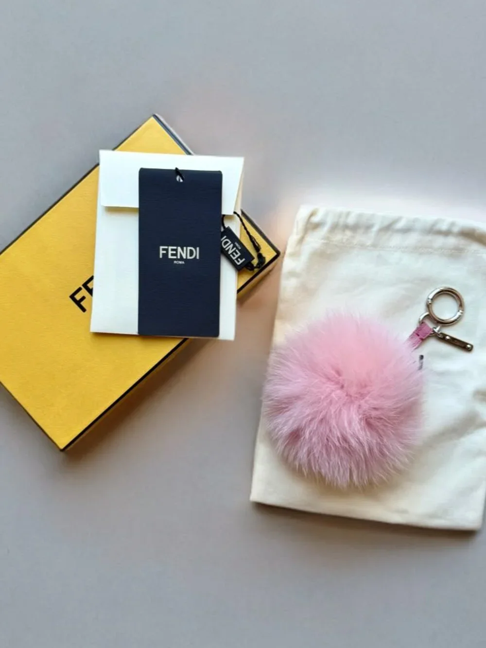 Fendi Pink Fox Fur Pom Pom Bag Charm